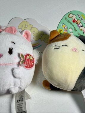 Disney Plush Duo - White, Cream & Pink Cute Cat Plushes
